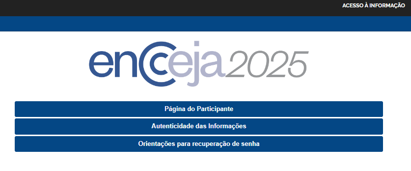 reprodução da página do participante encceja 2025