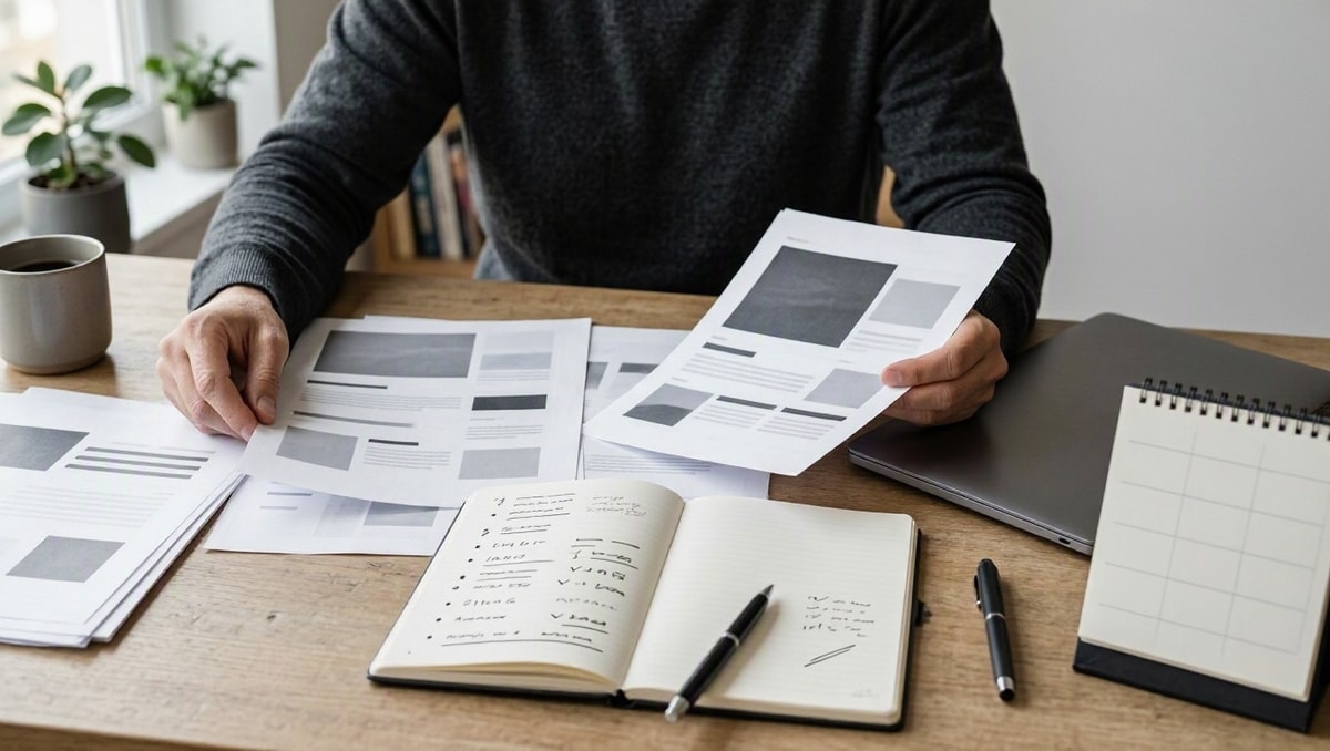Comparar requisitos das vagas Mãos comparam anúncios de emprego e organizam requisitos antes de escolher um curso.