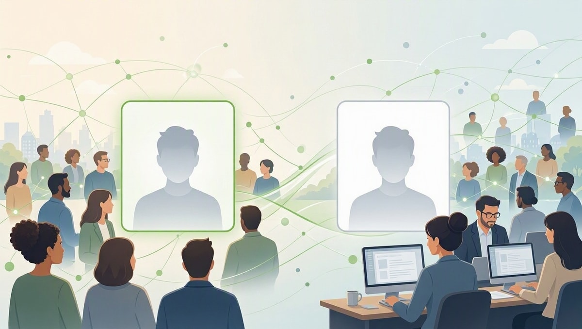 Duas opções de visibilidade Composição compara um retrato visível a uma rede ampla com outro direcionado a um grupo menor de recrutadores.